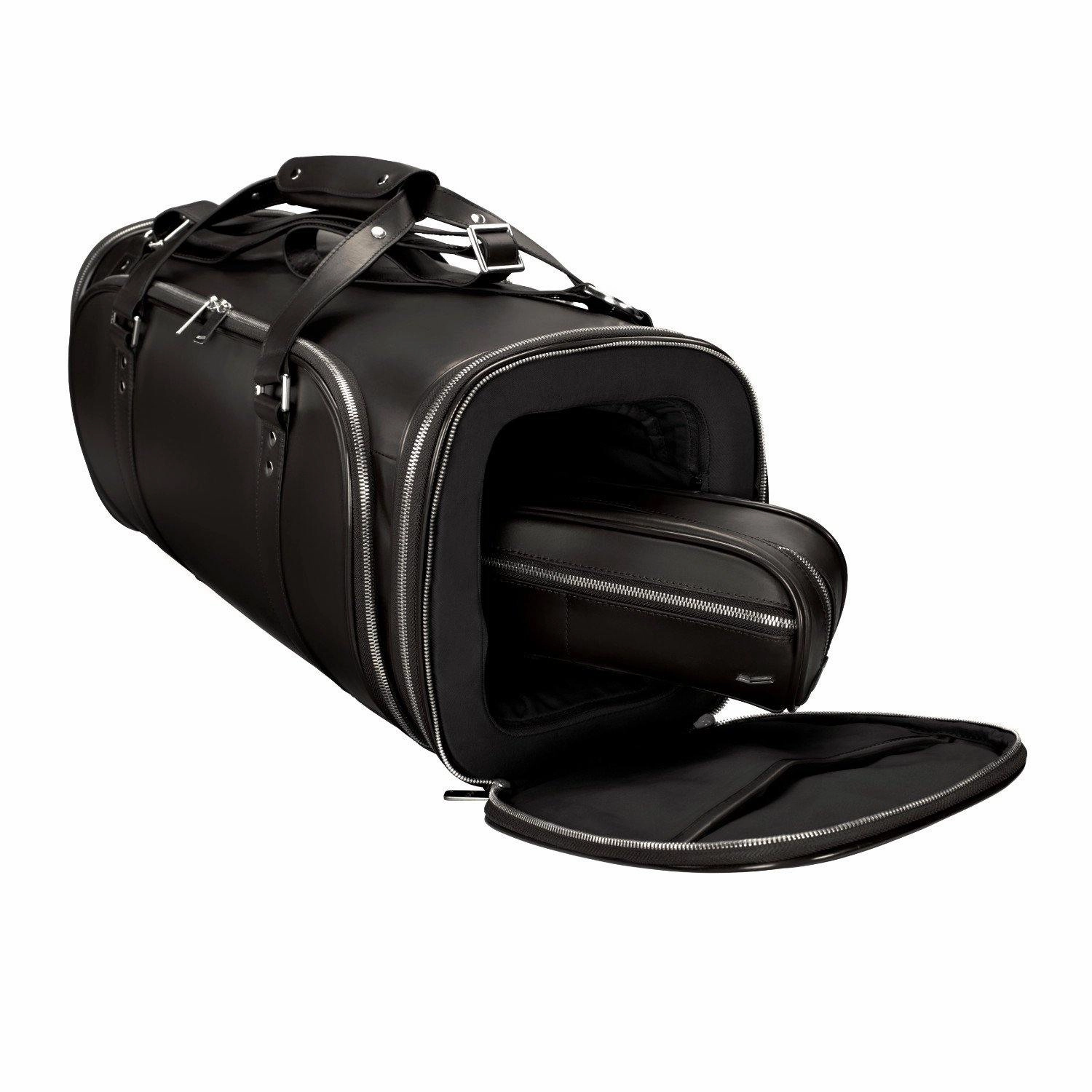 Vocier 4-Piece Travel Set Zero Crease System, Leather Travel Bag, Leather Briefcase & Dopp Kit