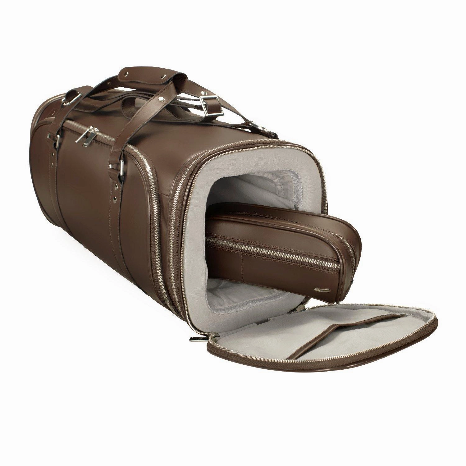 Vocier 4-Piece Travel Set Zero Crease System, Leather Travel Bag, Leather Briefcase & Dopp Kit