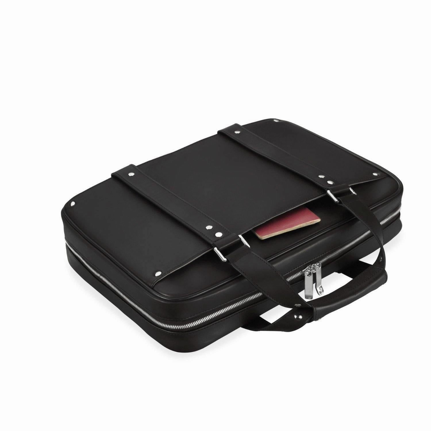 Vocier 4-Piece Travel Set Zero Crease System, Leather Travel Bag, Leather Briefcase & Dopp Kit