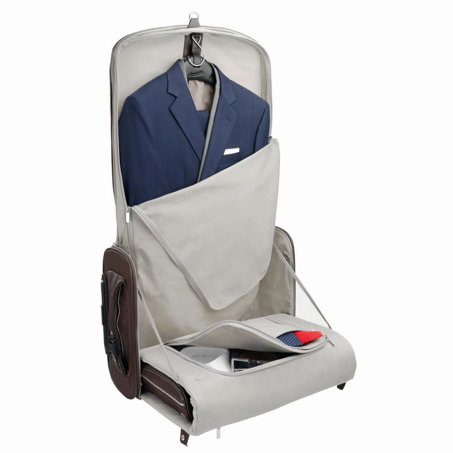 Vocier 4-Piece Travel Set Zero Crease System, Leather Travel Bag, Leather Briefcase & Dopp Kit
