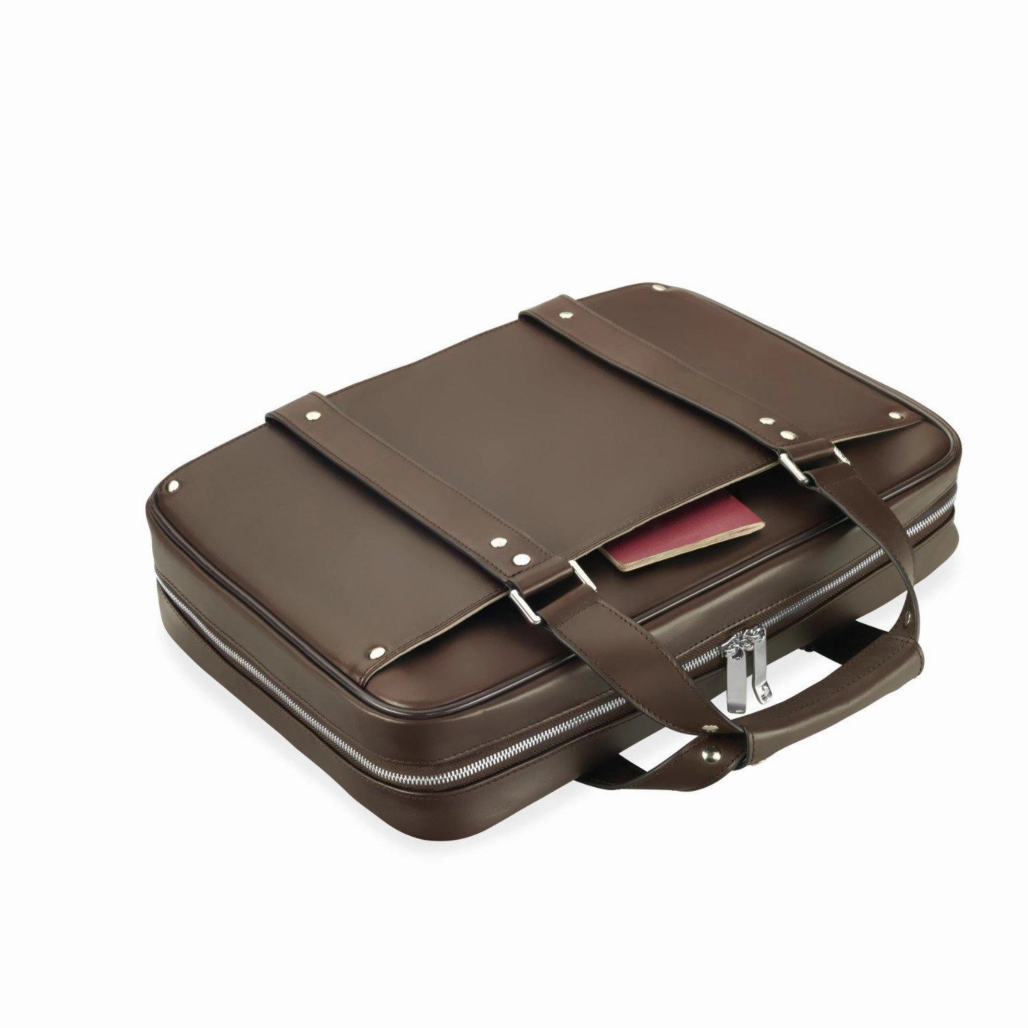 Vocier 4-Piece Travel Set Zero Crease System, Leather Travel Bag, Leather Briefcase & Dopp Kit