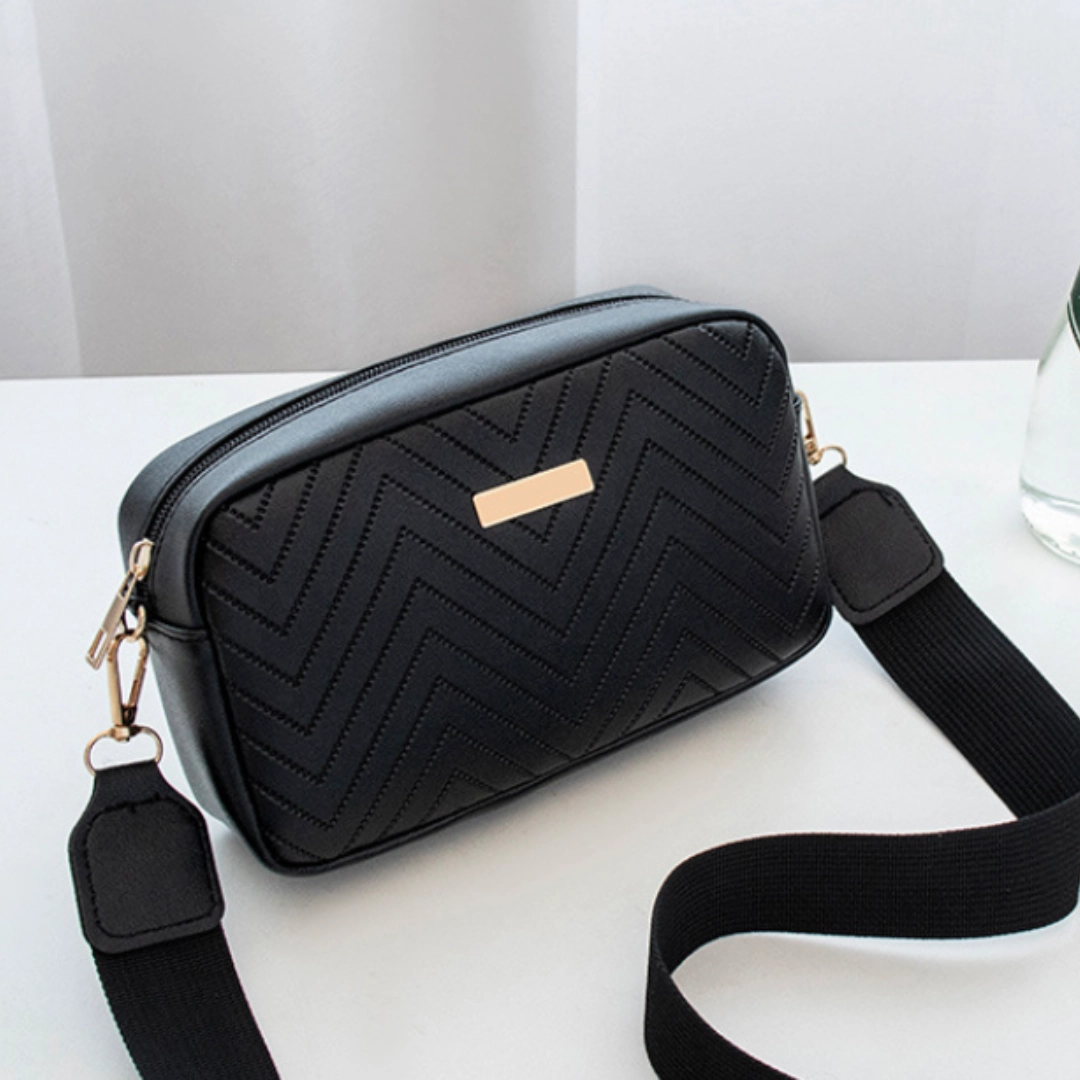 Wave Pattern Embroidered  Camera Crossbody Bag