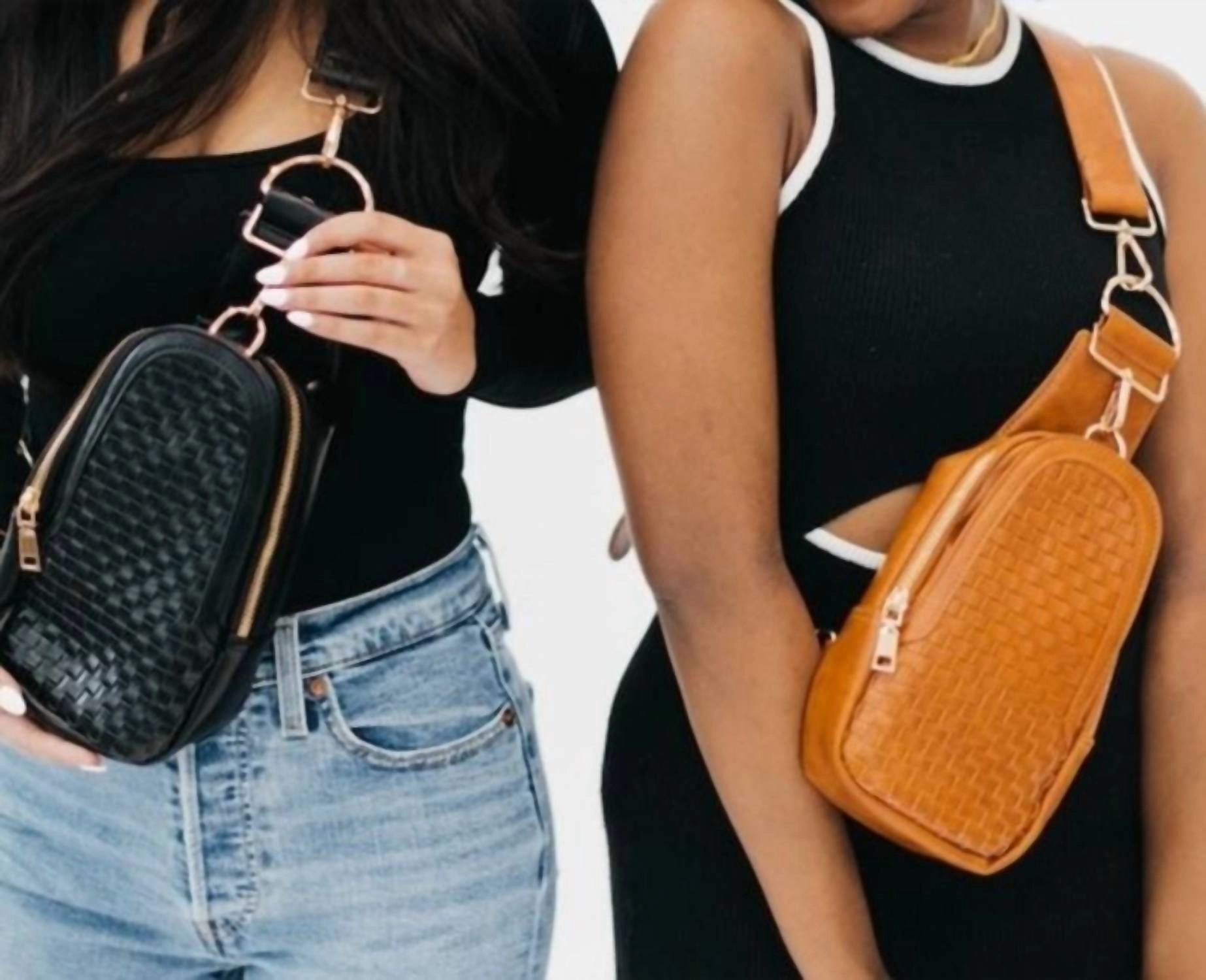 Waverly Woven Crossbody Sling Bag In Brown