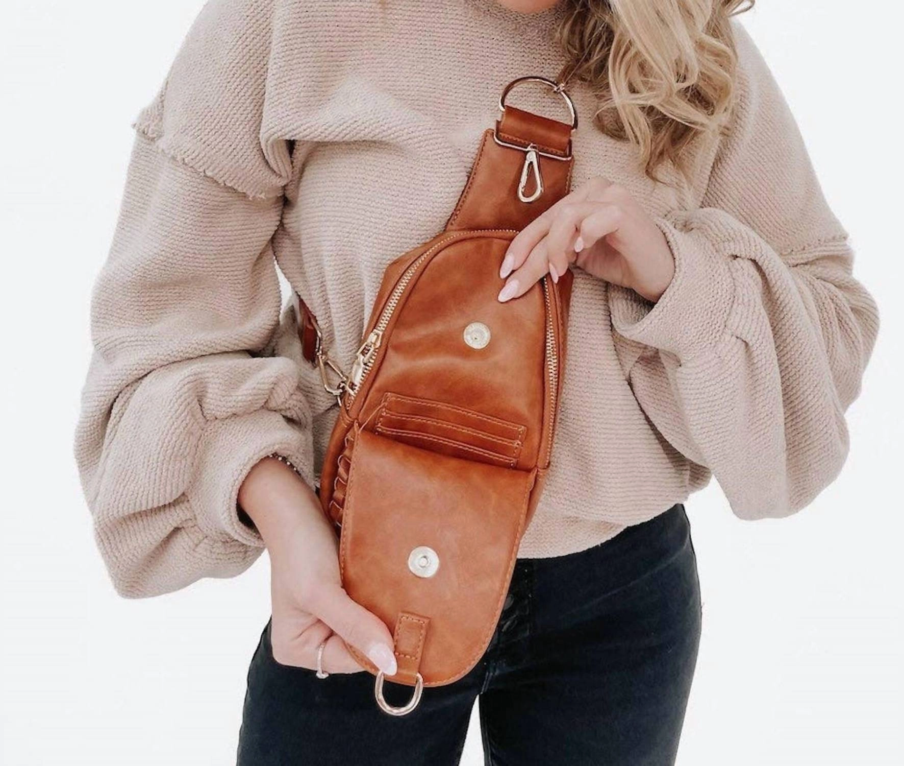 Waverly Woven Crossbody Sling Bag In Brown