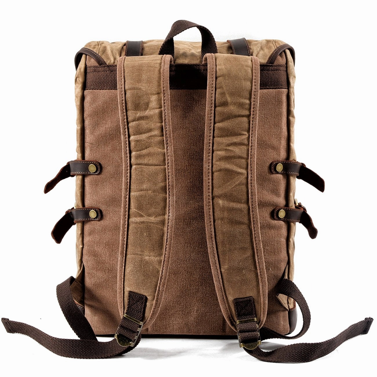Waxed Canvas Leather Mens 15???? Computer Backpack Black Hiking Backpack Travel Backpack for Men