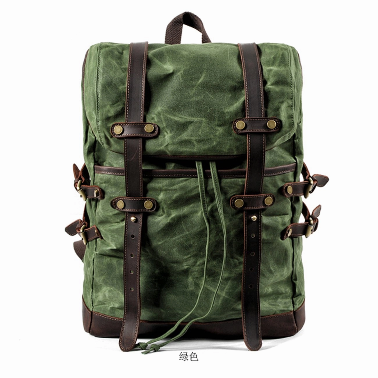 Waxed Canvas Leather Mens 15???? Computer Backpack Black Hiking Backpack Travel Backpack for Men