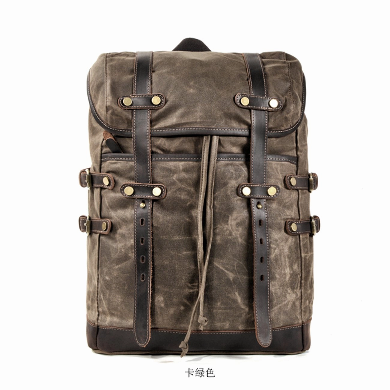 Waxed Canvas Leather Mens 15???? Computer Backpack Black Hiking Backpack Travel Backpack for Men