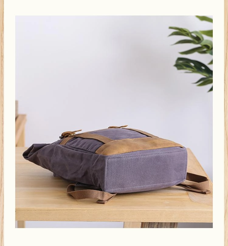 Waxed Canvas Leather Mens 15???? Gray College Backpack Travel Backpack Hiking Backpack for Men