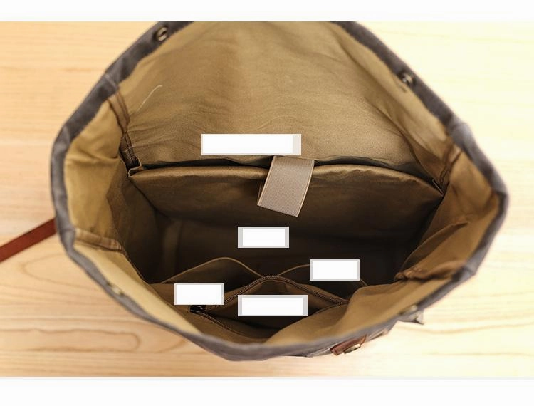 Waxed Canvas Leather Mens 15???? Gray College Backpack Travel Backpack Hiking Backpack for Men