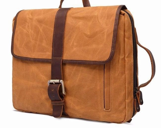 Waxed Canvas Leather Mens Cool Backpack Canvas Handbag Canvas Shoulder Bag for Men