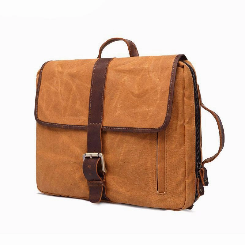 Waxed Canvas Leather Mens Cool Backpack Canvas Handbag Canvas Shoulder Bag for Men