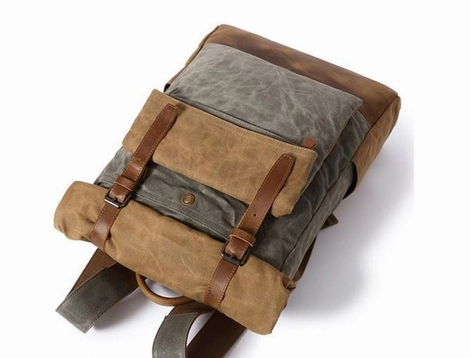 Waxed Canvas Mens Travel Backpacks Canvas School Backpacks Laptop Backpack for Men