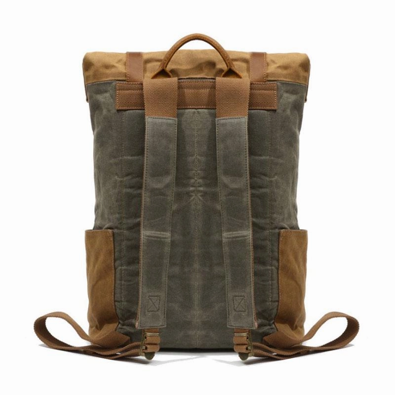 Waxed Canvas Mens Travel Backpacks Canvas School Backpacks Laptop Backpack for Men