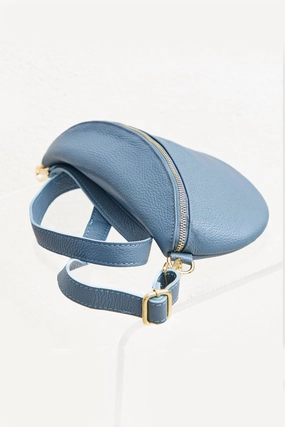 Women Leather Fanny Handbag In Denim