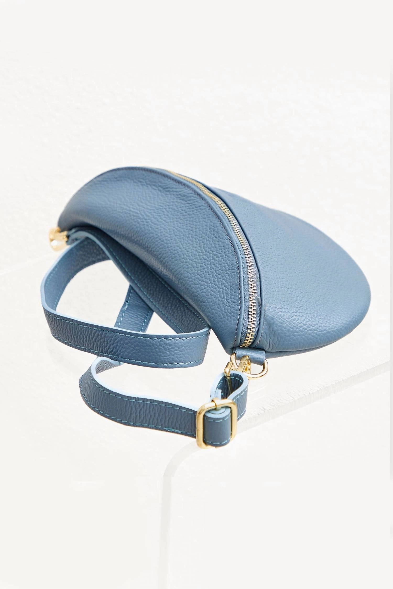 Women Leather Fanny Handbag In Denim