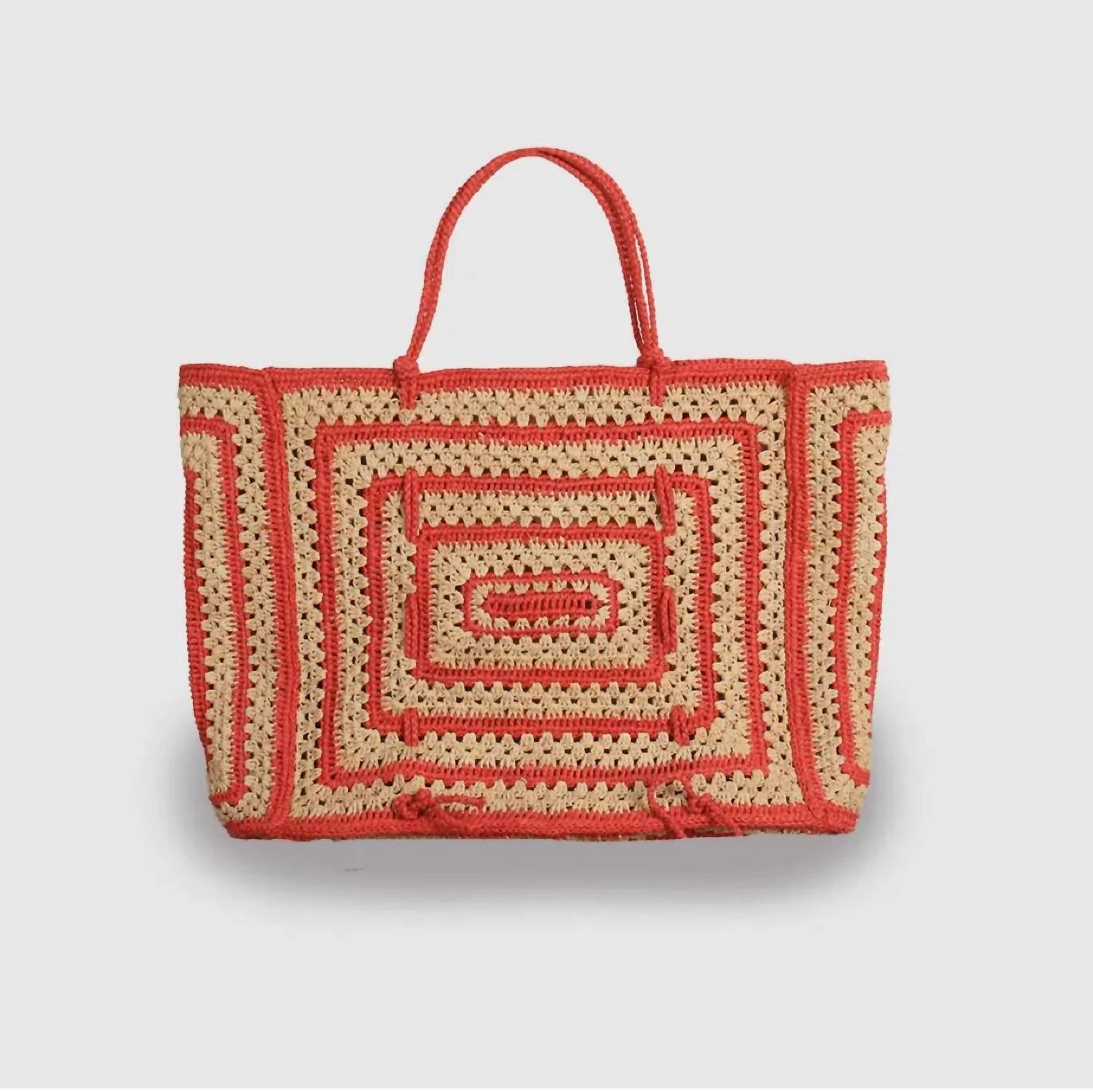 Women Raffia Two-Tone Tote Bag In Nantucket Red