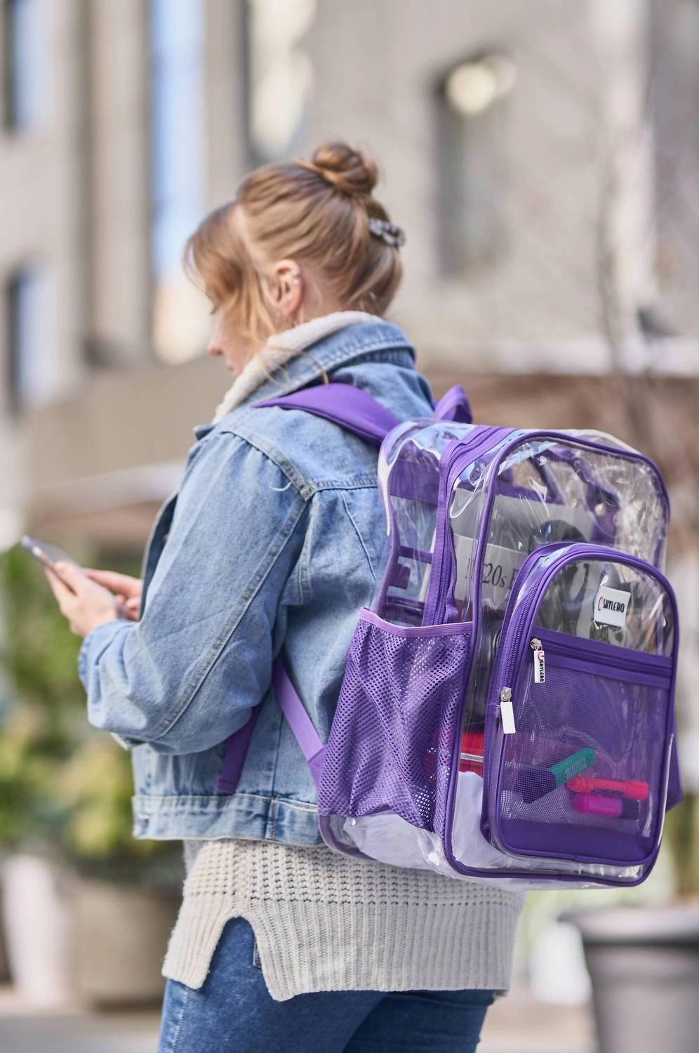Women's Clear Backpack In Purple