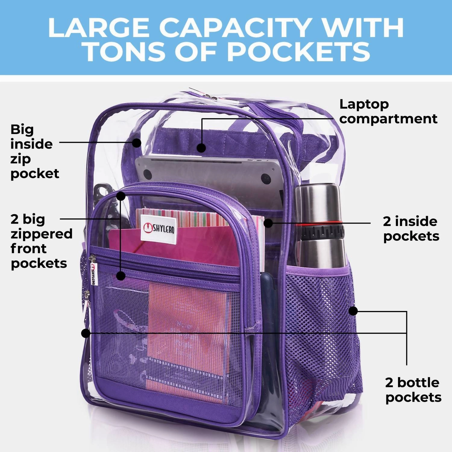 Women's Clear Backpack In Purple