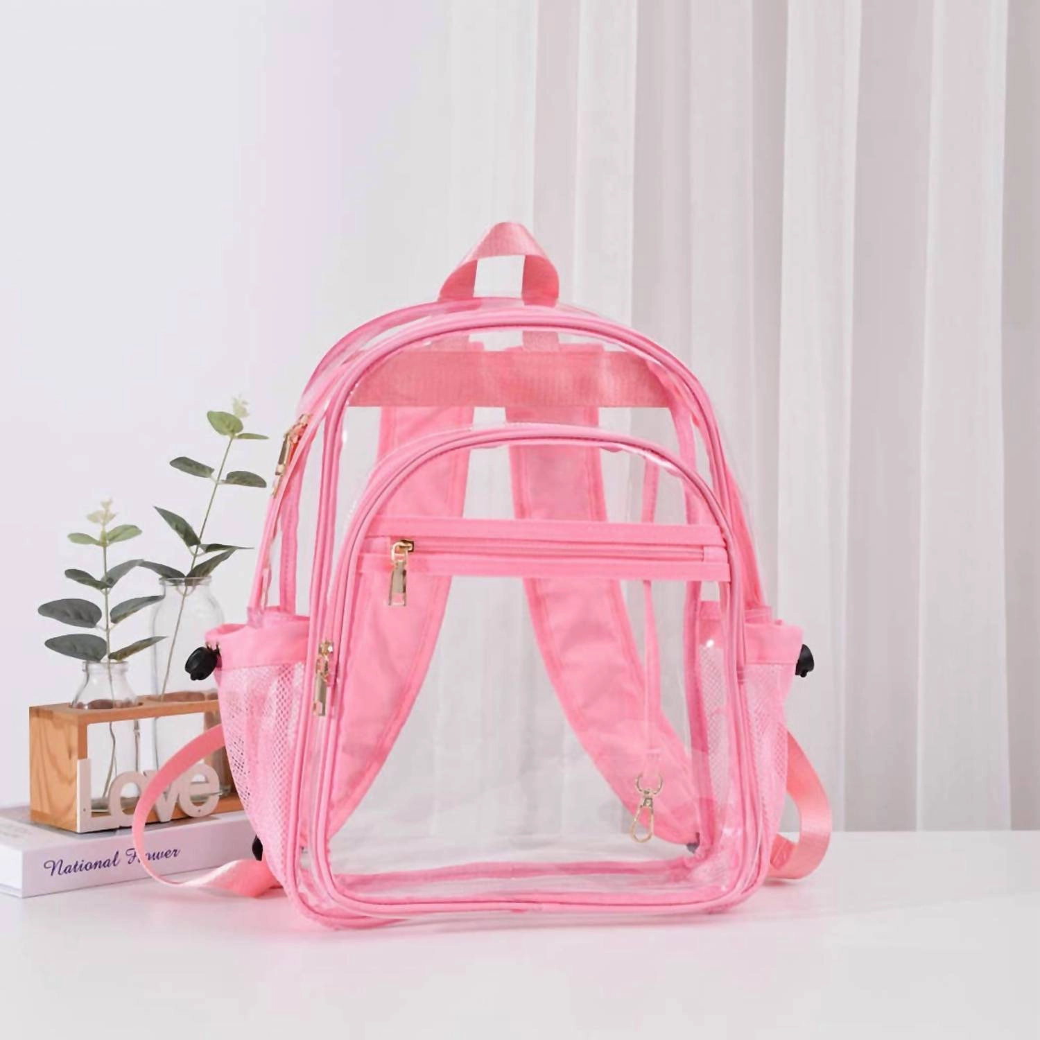 Women's Clear Stadium Backpack In Barbiecore Pink