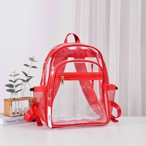 Women's Clear Stadium Backpack In Red