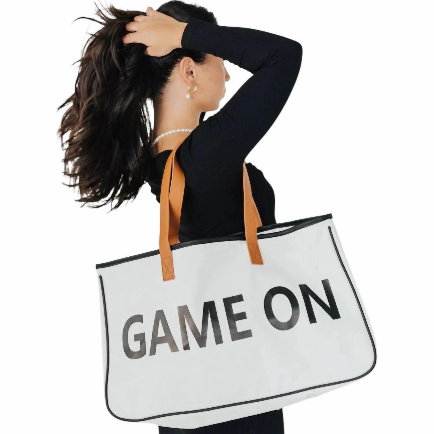 Women's Game On Tote Bag In White
