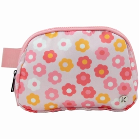 Women's Groovy Flowers Belt Sling Bag Crossbody Bag In Light Pink