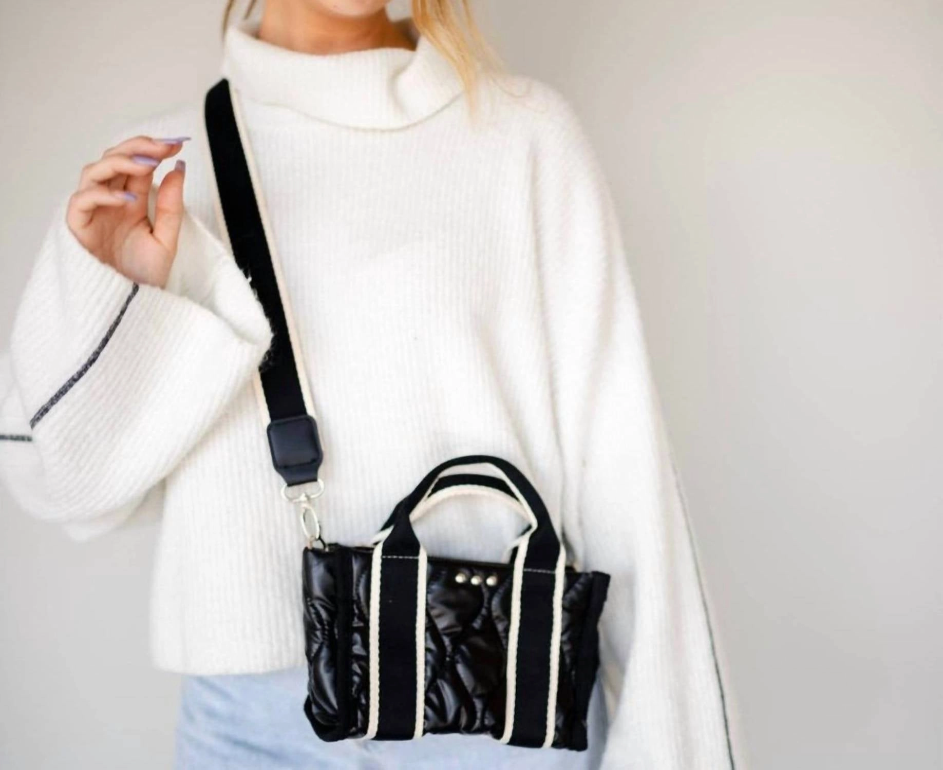 Women's Mini Quilted Crossbody Bag In Shiny Patent Black