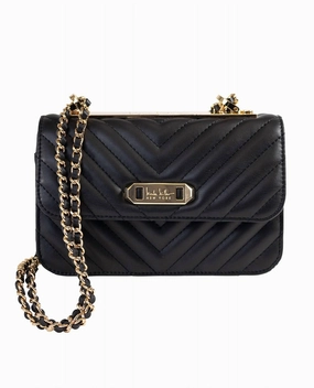 Women's Quilted Crossbody Shoulder Bag In Black