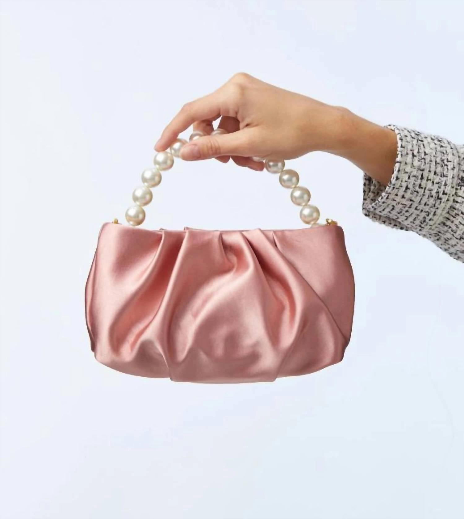 Women's Satin Evening Pouch Bag In Dusty Rose