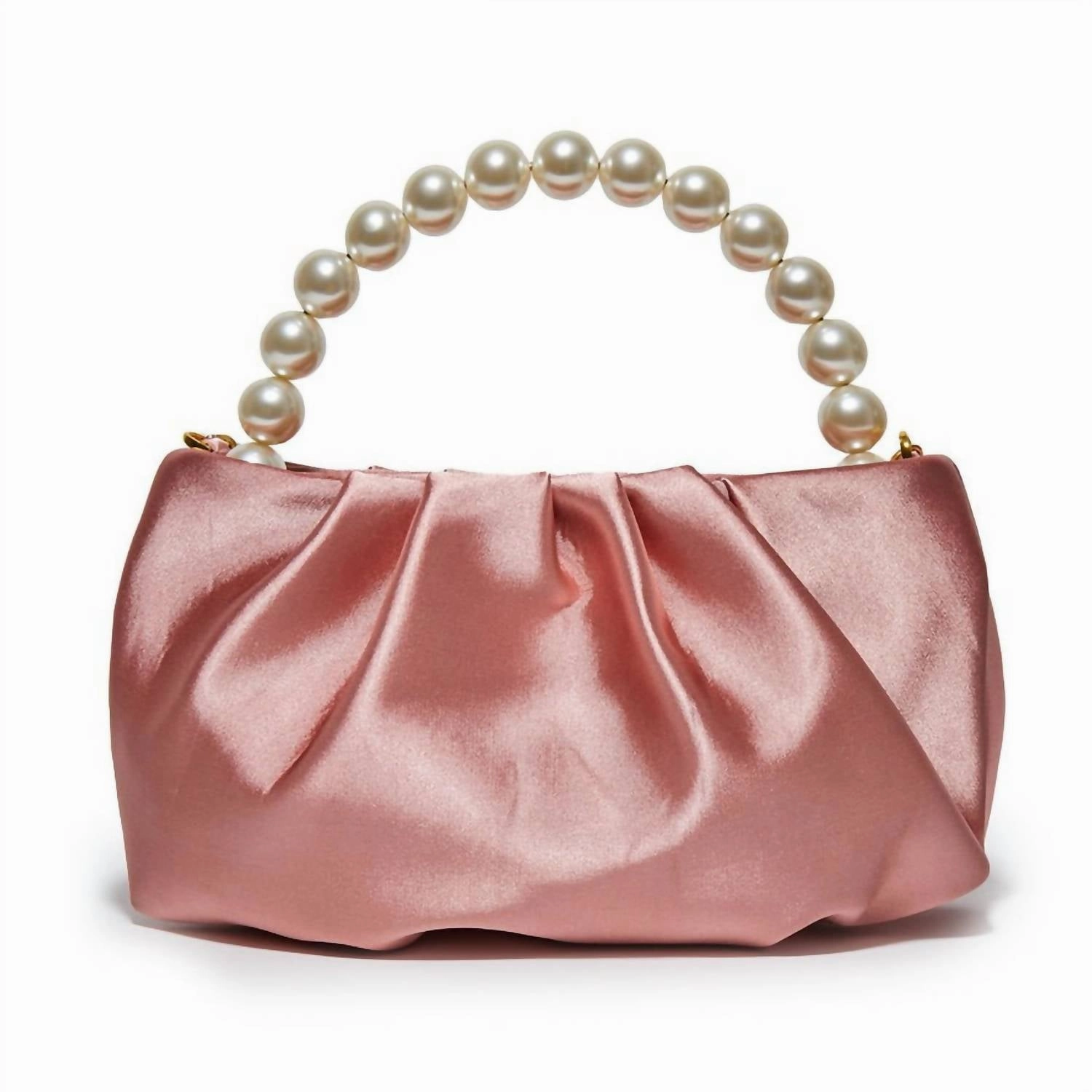 Women's Satin Evening Pouch Bag In Dusty Rose
