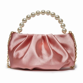 Women's Satin Evening Pouch Bag In Dusty Rose