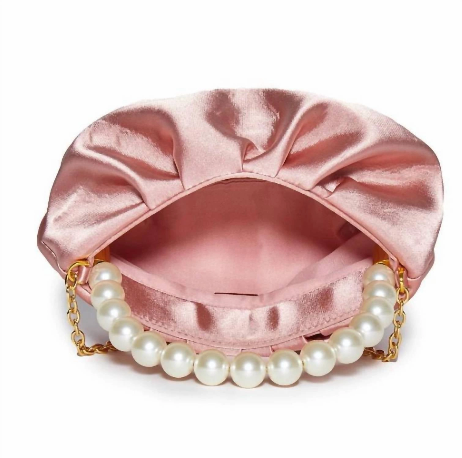 Women's Satin Evening Pouch Bag In Dusty Rose
