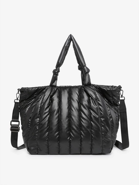 Women's Sawyer Puffer Satchel Tote In Black