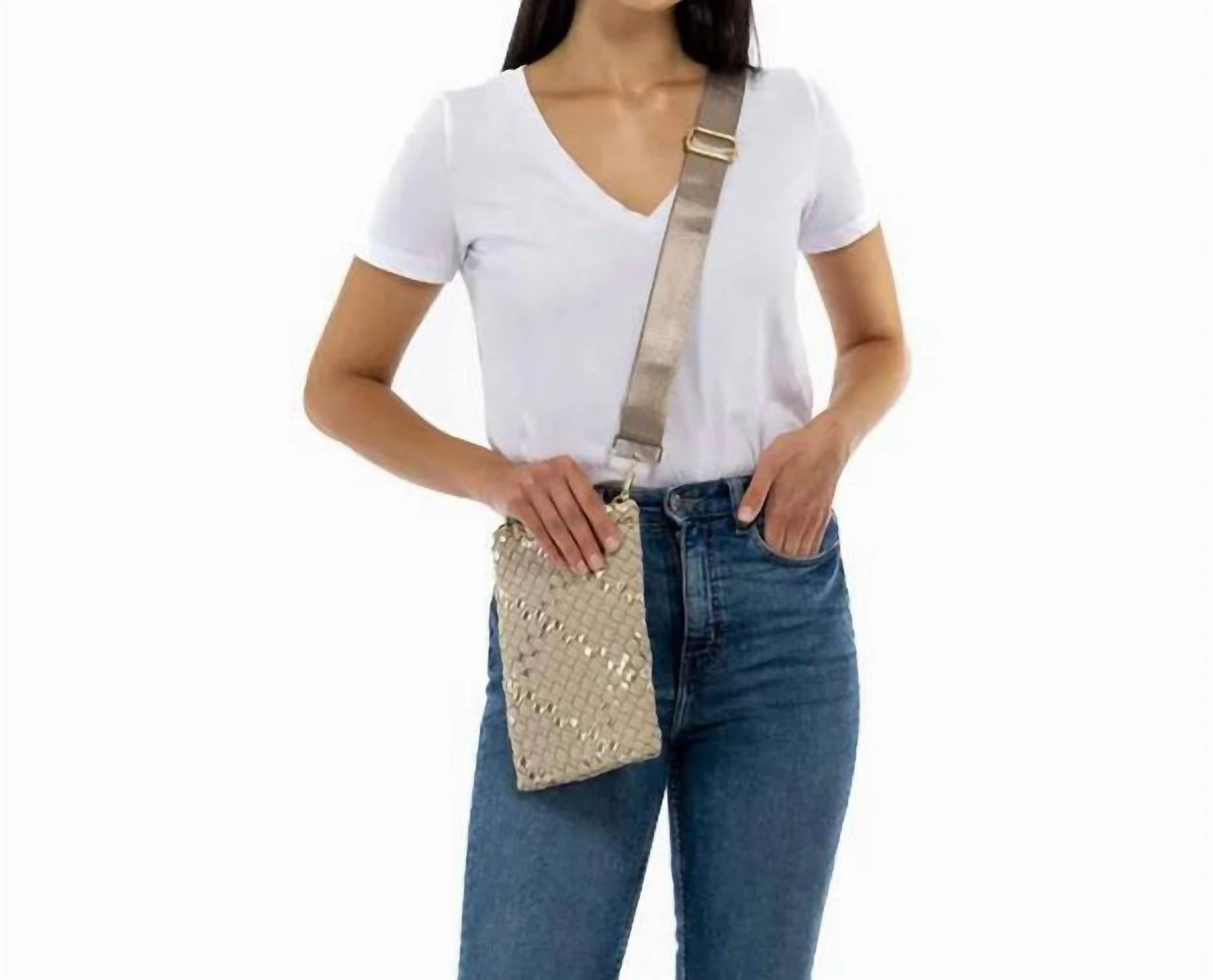 Women's Shay Woven Phone Bag In Buff