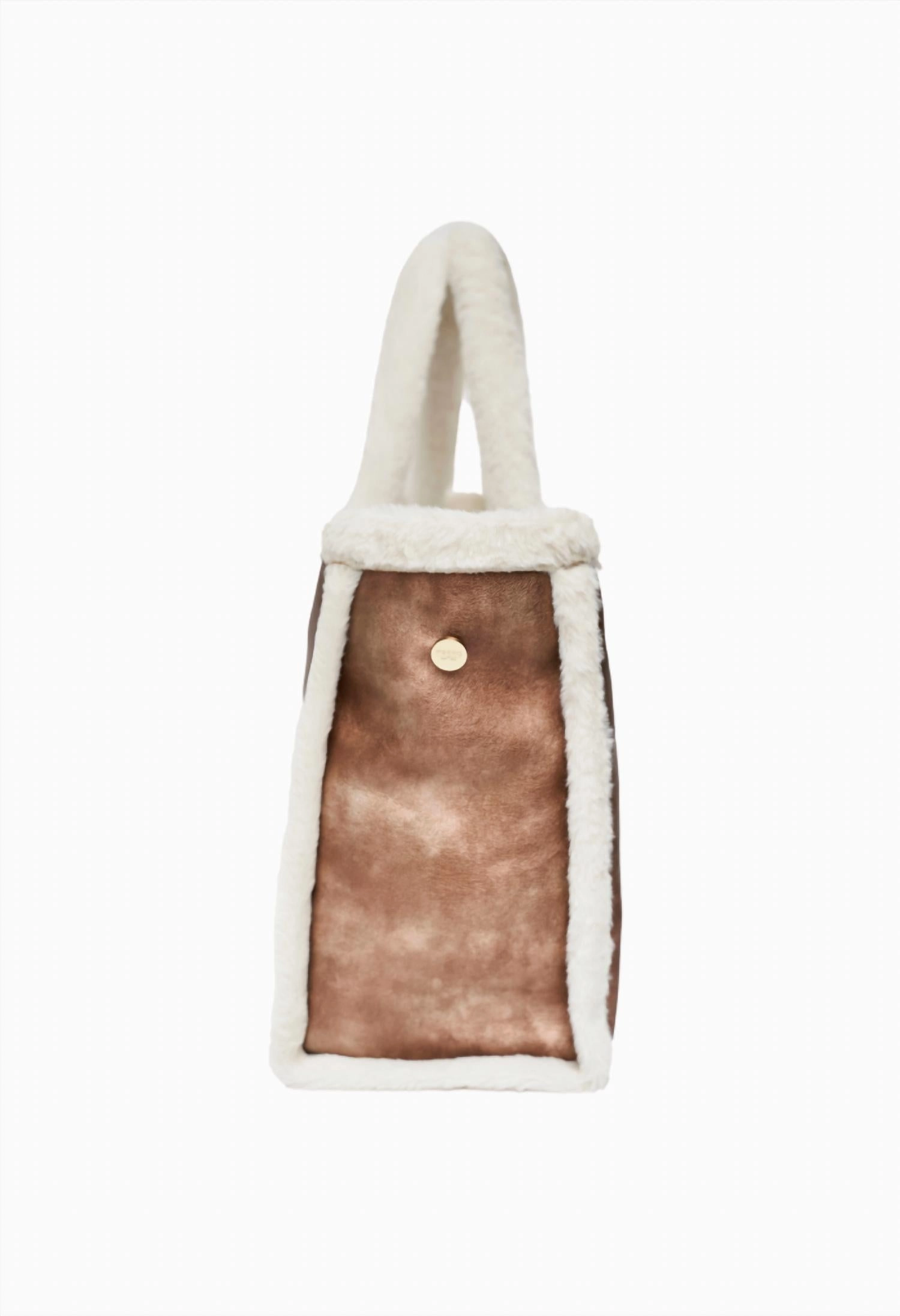 Women's Vegan Leather And Faux Fur Tote Bag In Copper