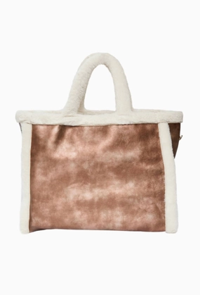 Women's Vegan Leather And Faux Fur Tote Bag In Copper
