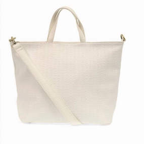 Women's Woven Convertible Shopper Bag In White