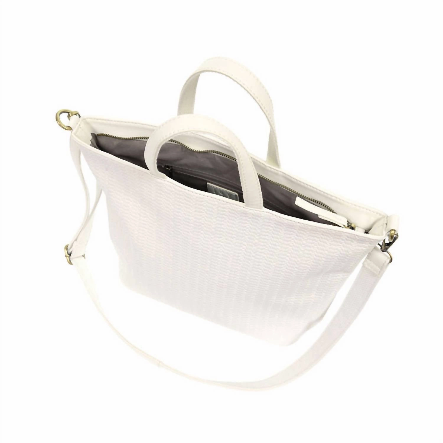 Women's Woven Convertible Shopper Bag In White