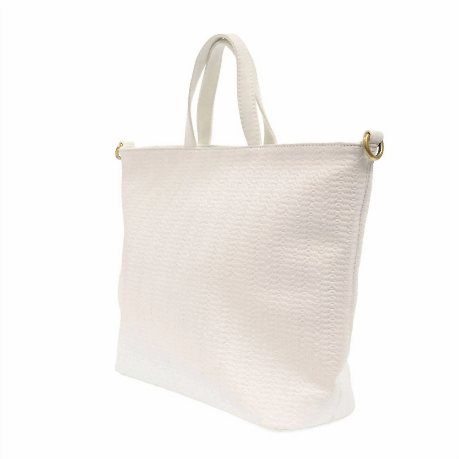 Women's Woven Convertible Shopper Bag In White