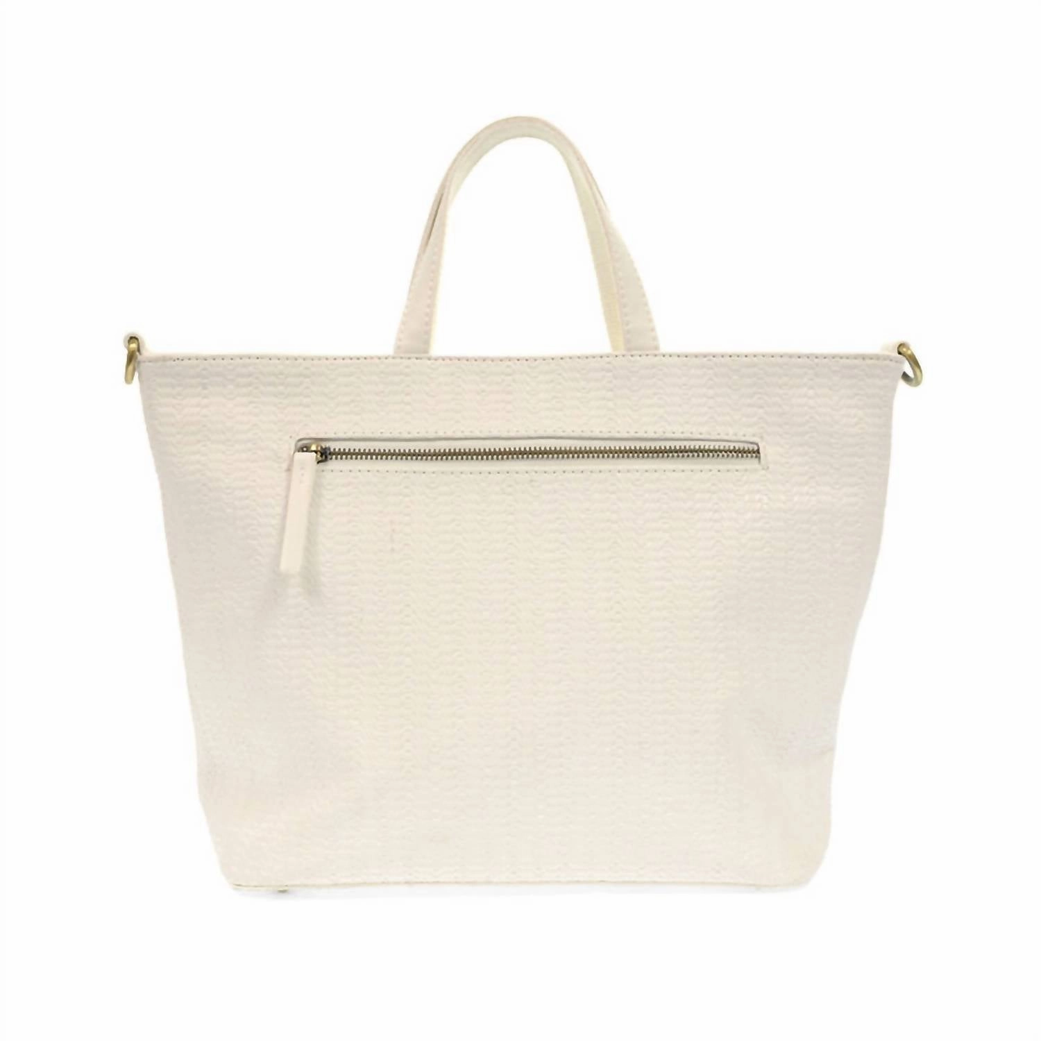 Women's Woven Convertible Shopper Bag In White