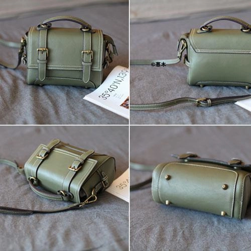 Womens Fashion GreenLeather Mini Satchel Shoulder Bag Purse Green Handbag Satchel Crossbody Bag