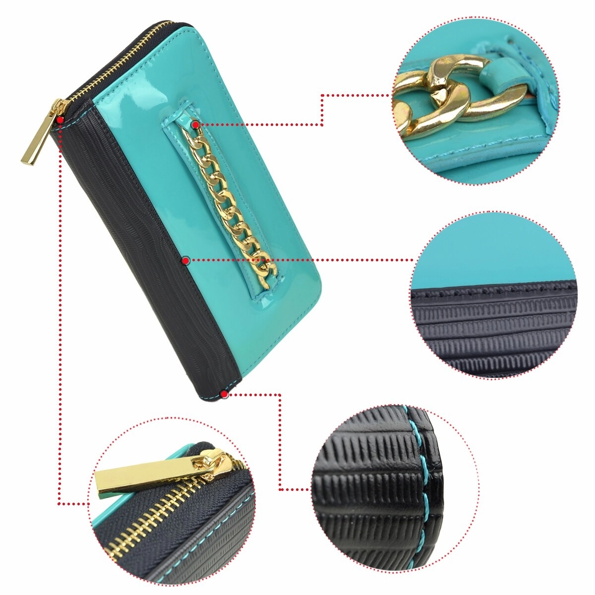 Womens Faux Leather Wallet Rfid Blocking Small Wristlet 12 Credit Card Slots