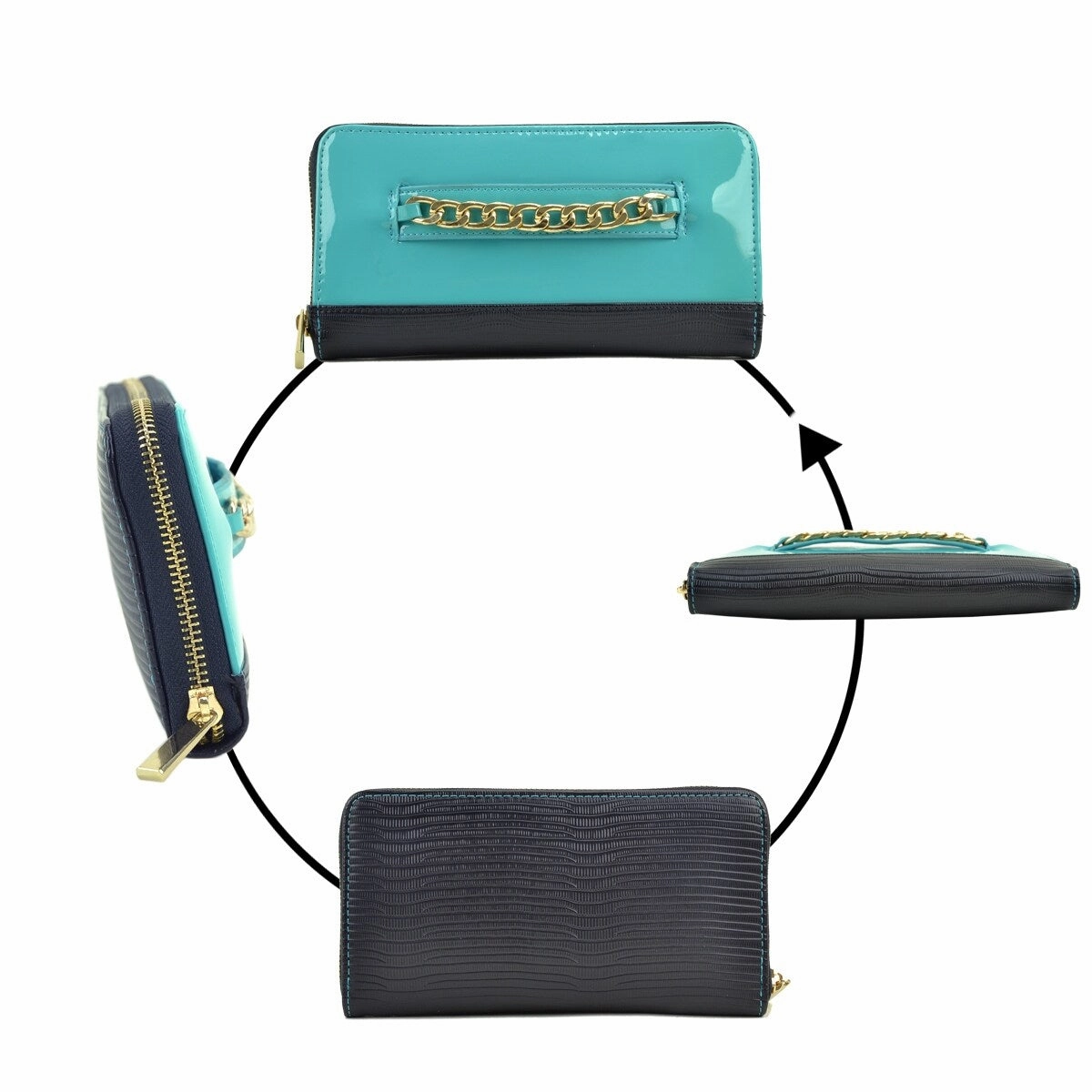 Womens Faux Leather Wallet Rfid Blocking Small Wristlet 12 Credit Card Slots