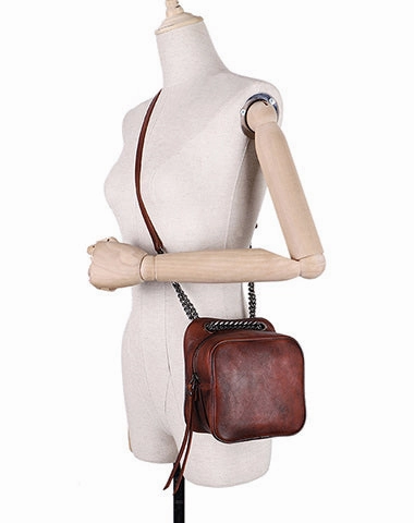 Womens Green Leather Cube Small Side Bag Mini Shoulder Bag Best Square Crossbody Purse for Ladies