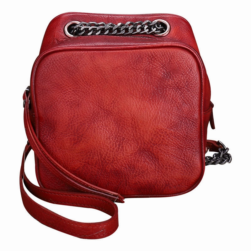 Womens Green Leather Cube Small Side Bag Mini Shoulder Bag Best Square Crossbody Purse for Ladies