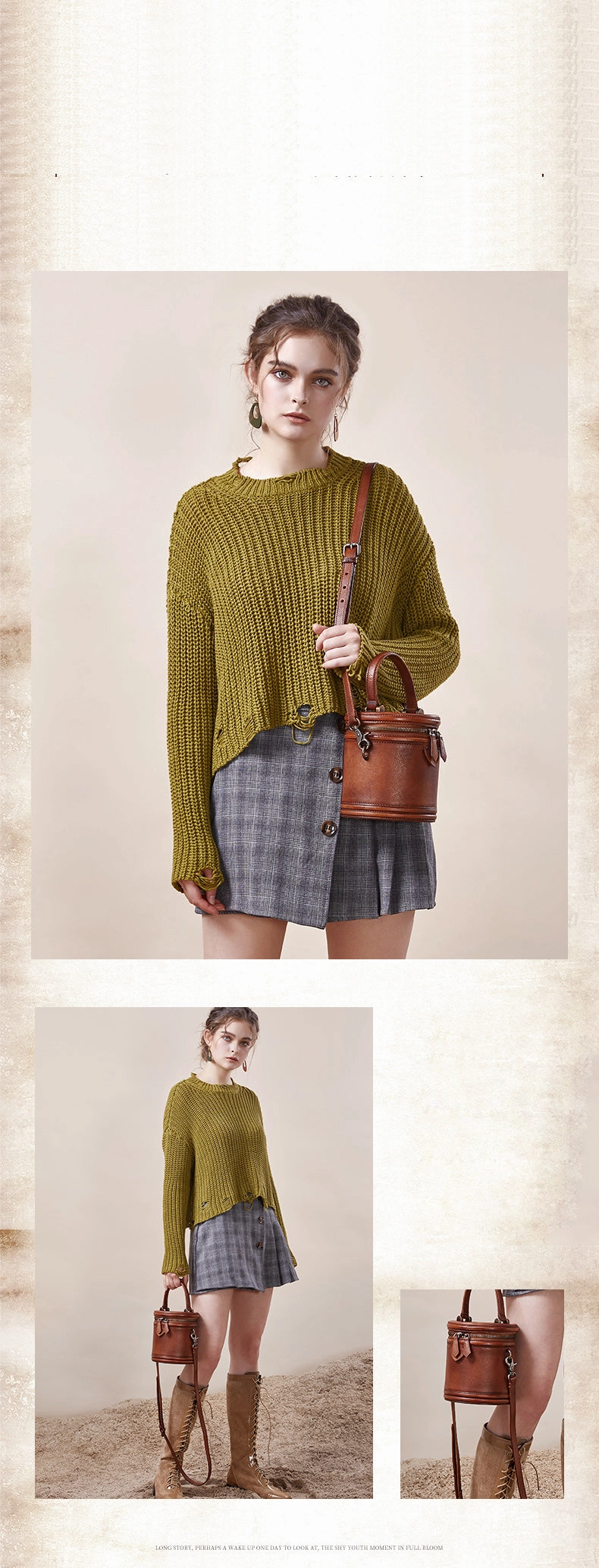 Womens Leather Barrel Handbag Purses Vintage Handmade Round Shoulder Bag Bucket Crossbody Handbag for Women