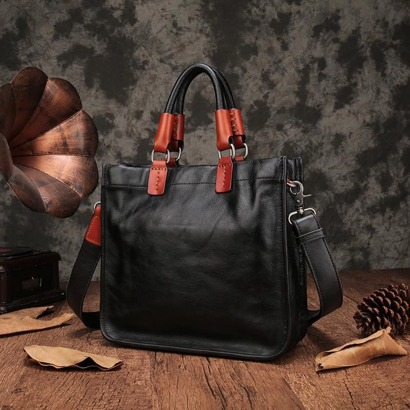 Womens Leather Satchel Bag Square Crossbody Bag Purse