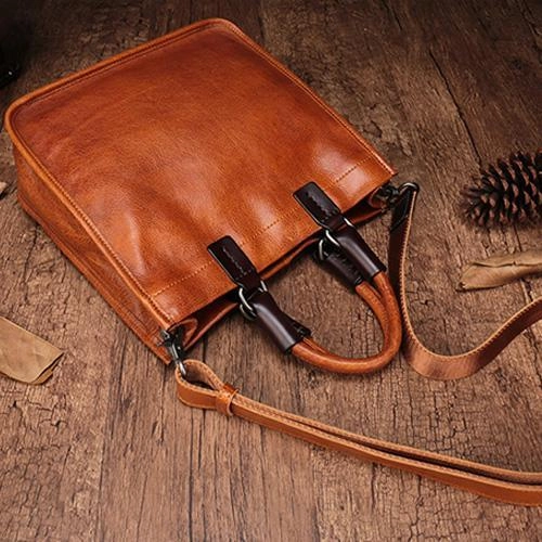 Womens Leather Satchel Bag Square Crossbody Bag Purse