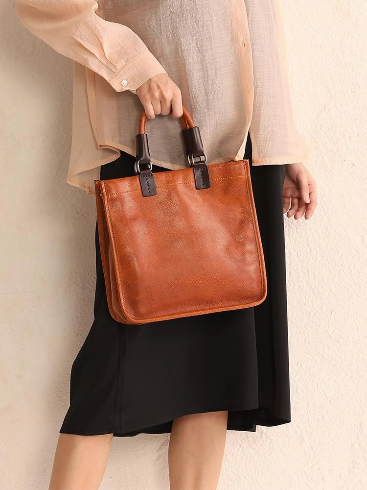 Womens Leather Satchel Bag Square Crossbody Bag Purse