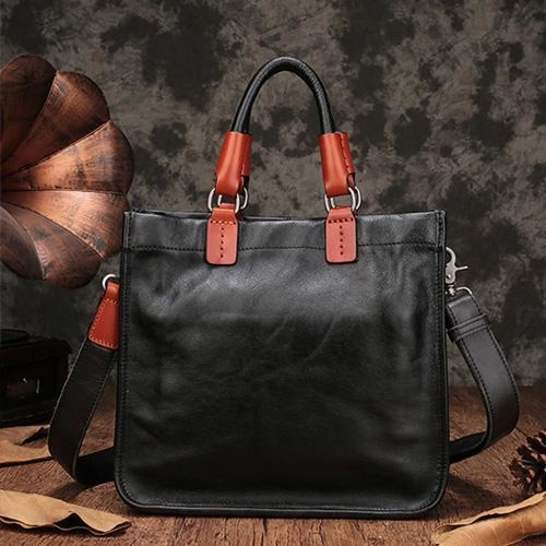 Womens Leather Satchel Bag Square Crossbody Bag Purse